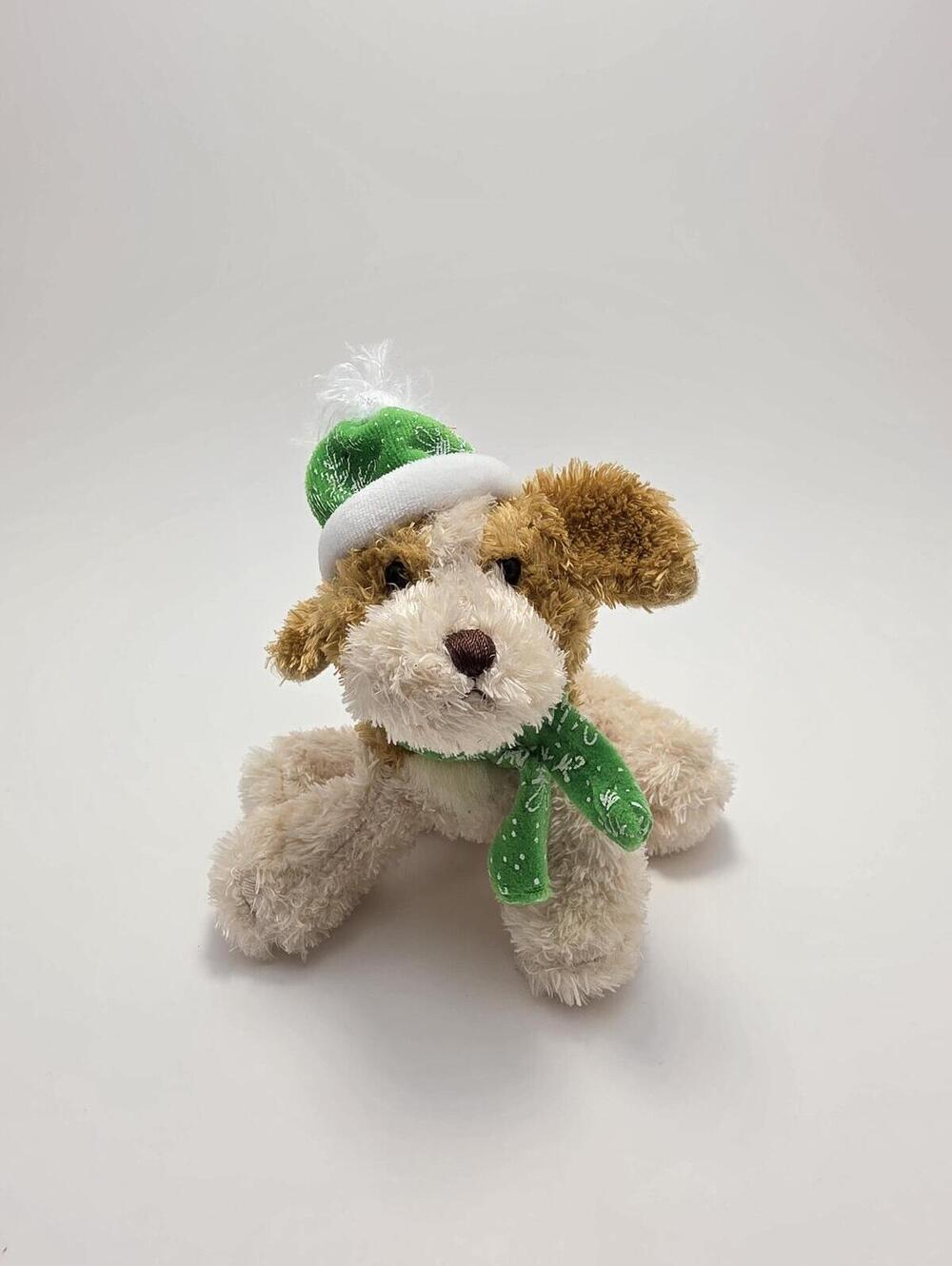 Vintage Ganz Soft Spot Holiday Dog Green Hat Scarf, Ganz Plush Rare (4 inch)